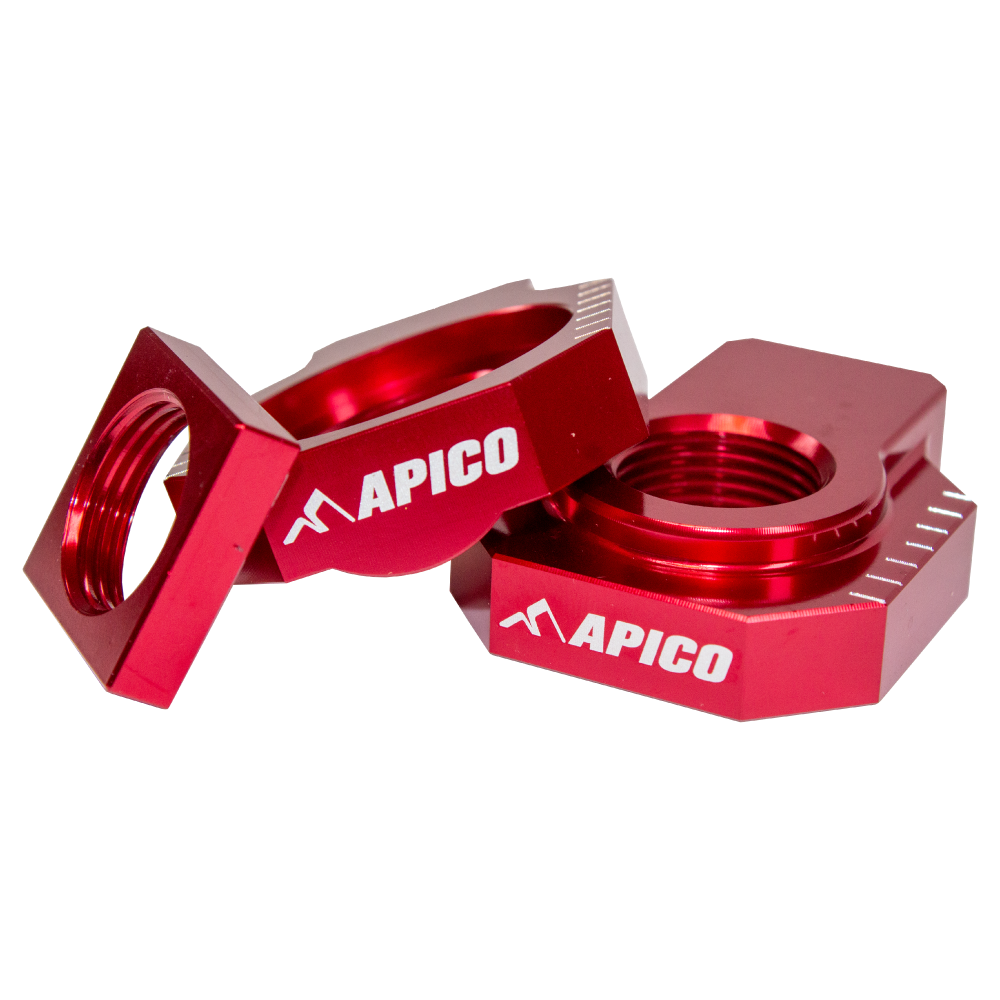 Apico Red Rab-10 - Rear Axle Blocks For Ktm Sx/Sxf 125-530 2000-2012, Husqvarna Te/Fe 125-530 2000-2023, Gas Gas Ec/Ex/Ec-F 2021-2023