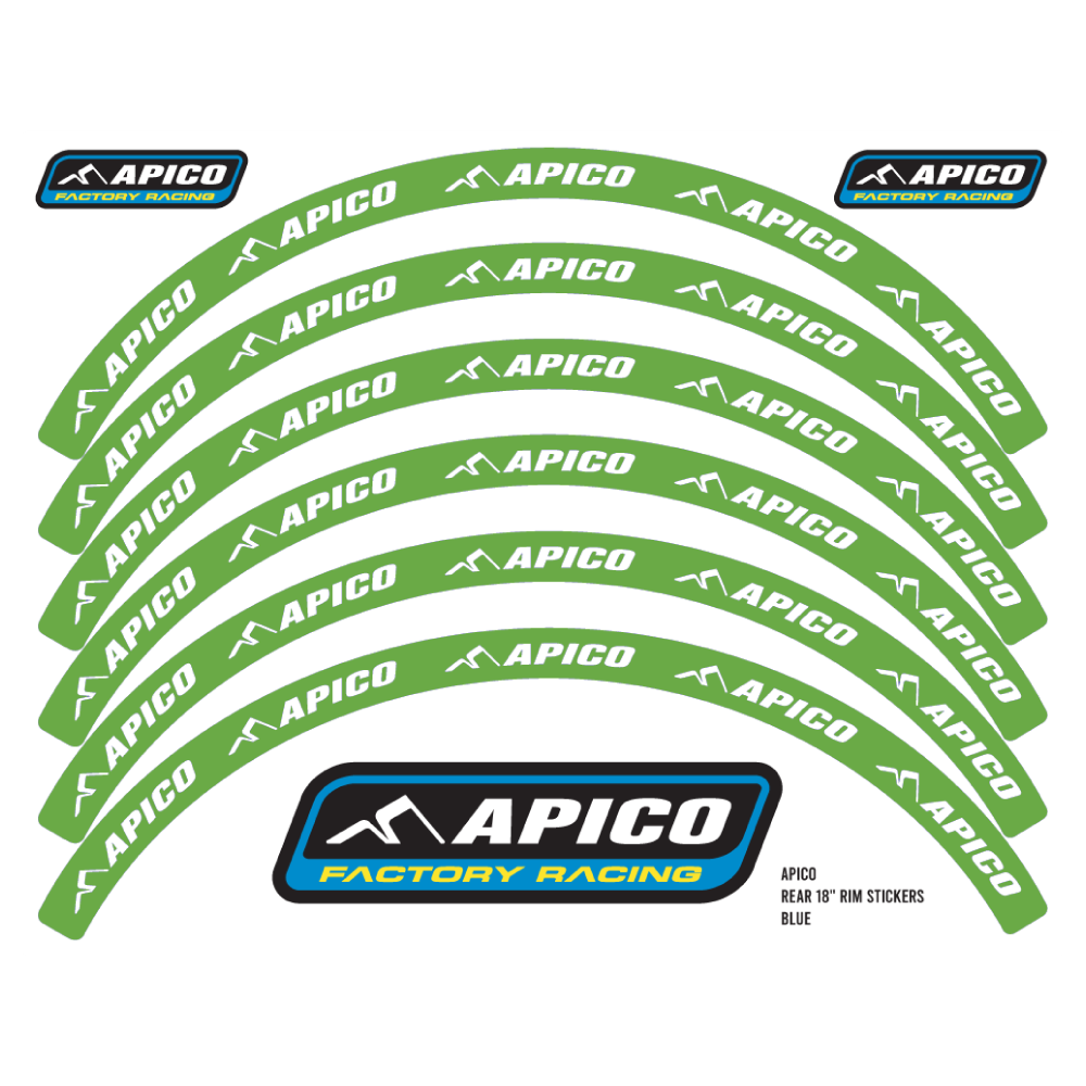 RIMSTICKER GRN/WHT - Apico Rim Sticker Kit 21" Front & 18" Rear Green/white