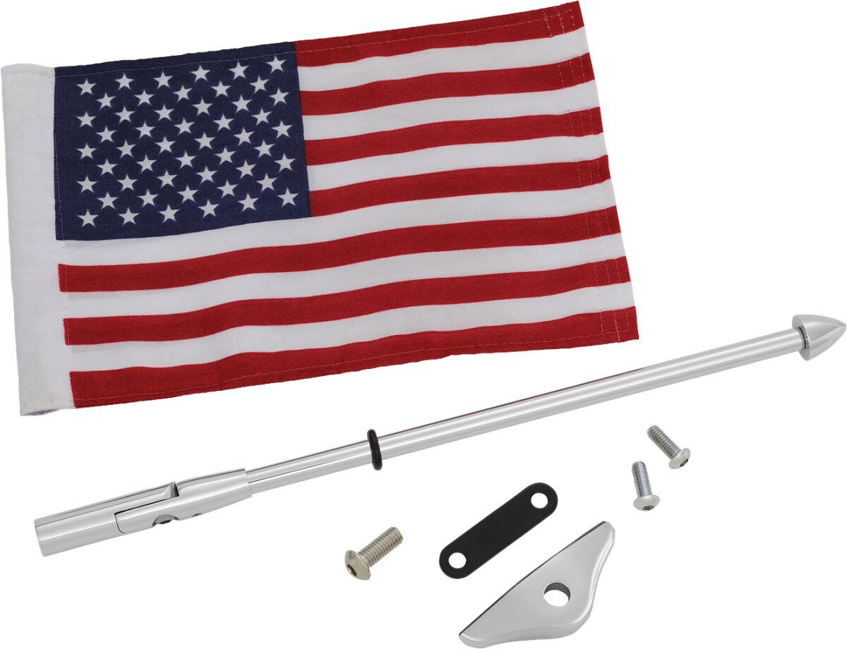 Show Chrome Chrome 52-965 - Show Folding Flag Pole With Us Flag For Honda Gl 1800 2018-2020