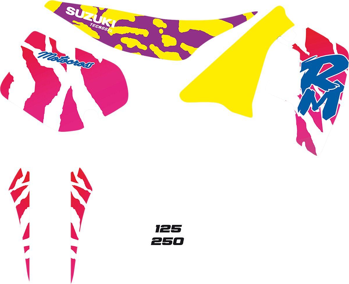 Tecnosel Multi/Red/White/Yellow 23V00 - Graphics Kit For Suzuki Rm125 1989-1992