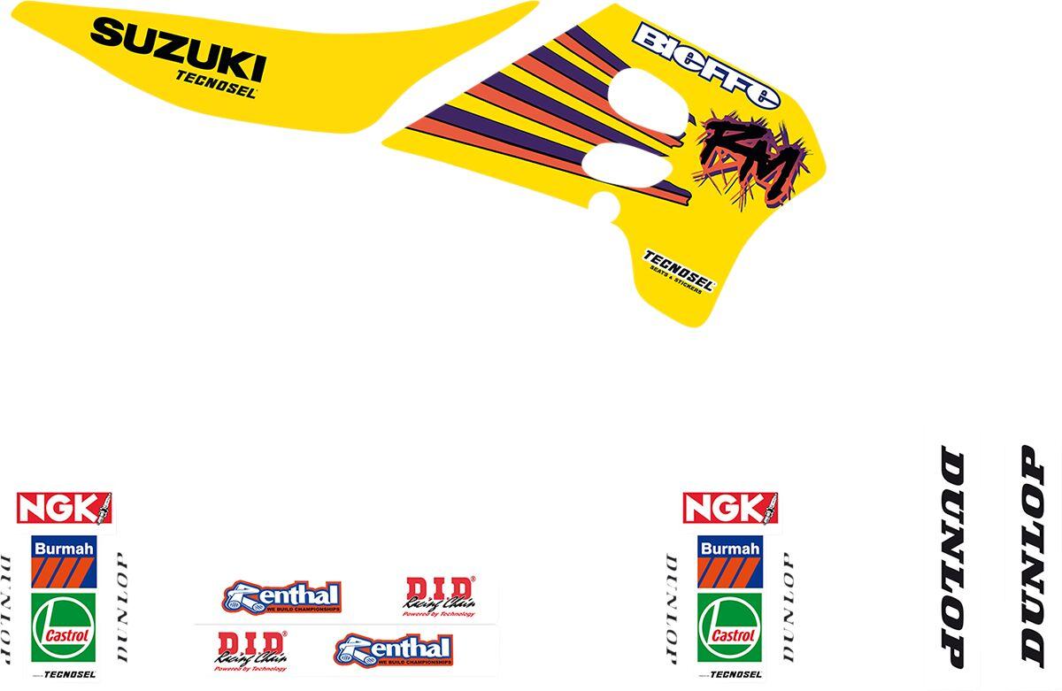 Tecnosel Green/Multi/White/Yellow 23V01 - Graphics Kit For Suzuki Rm125 1993-1995