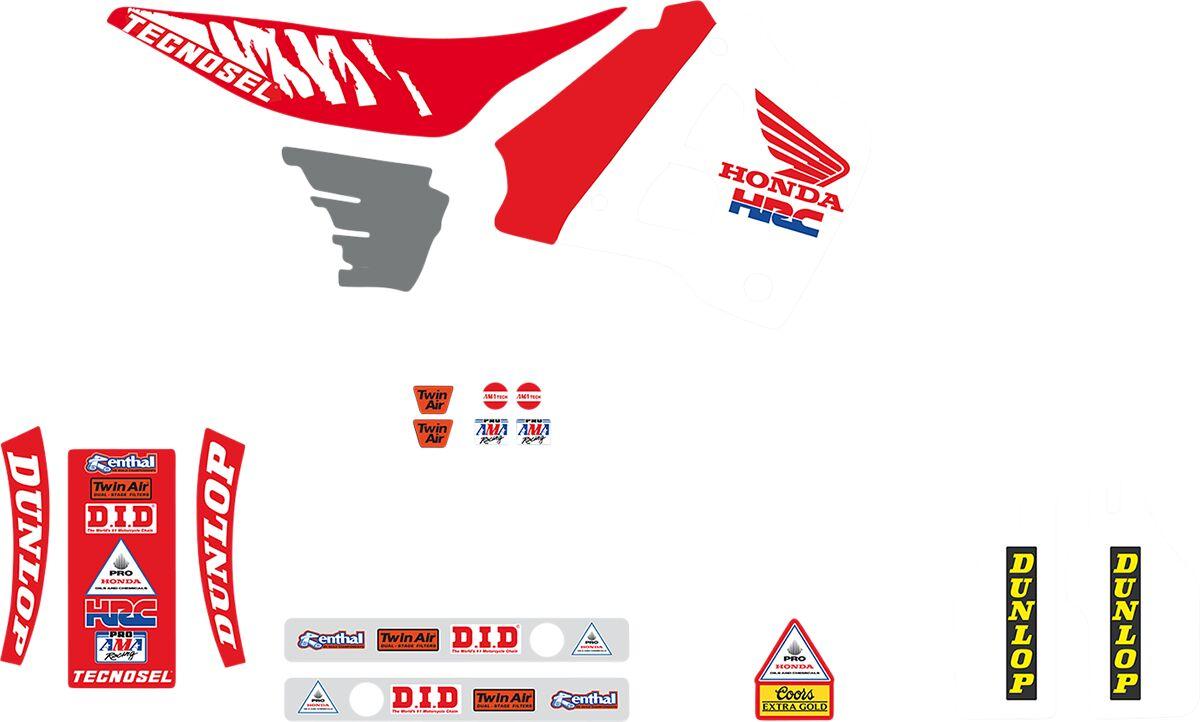 Tecnosel Multi/Red/White 21V01 - Graphics Kit For Honda Cr125 1991-1992