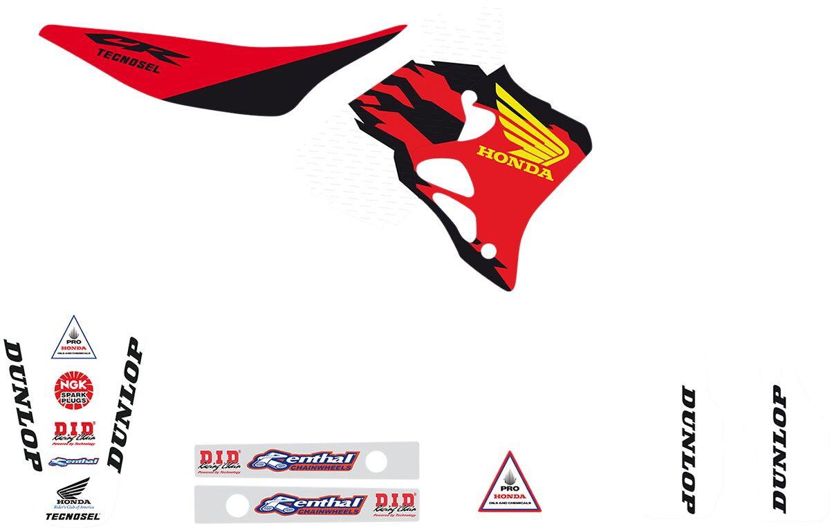 21V03 - Tecnosel Graphics Kit For Honda CR125 1995-1997 - Black/Multi/Red/White