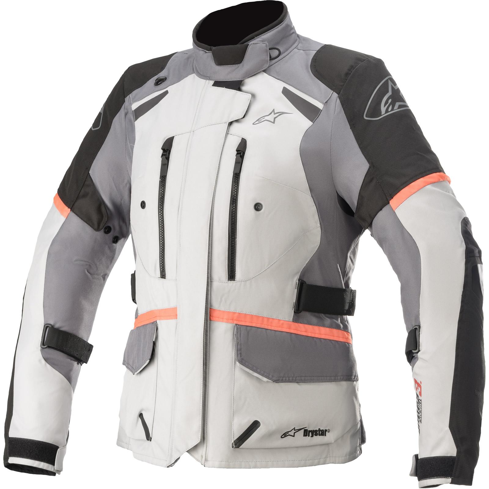 Alpinestars Women's Ice Grey Dark Grey Black Coral Stella Andes Drystar V3 Motorcycle Jacket Xl