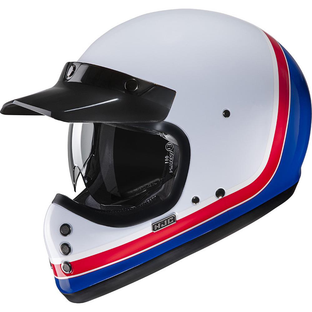 Hjc White Red Blue V60 Scoby Motorcycle Helmet Xl (Mc21)