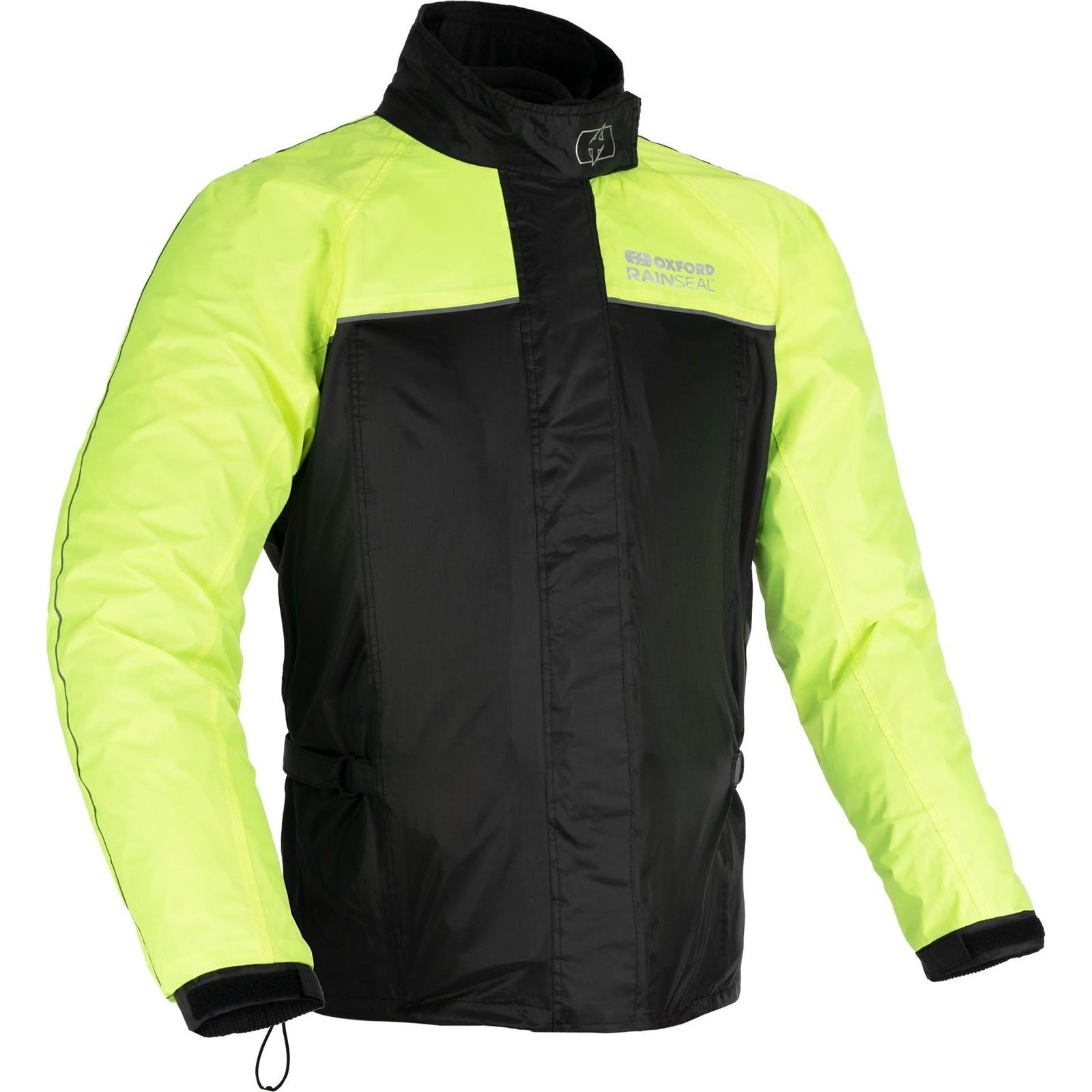 Oxford Black Fluo Rainseal Motorcycle Over Jacket Xl