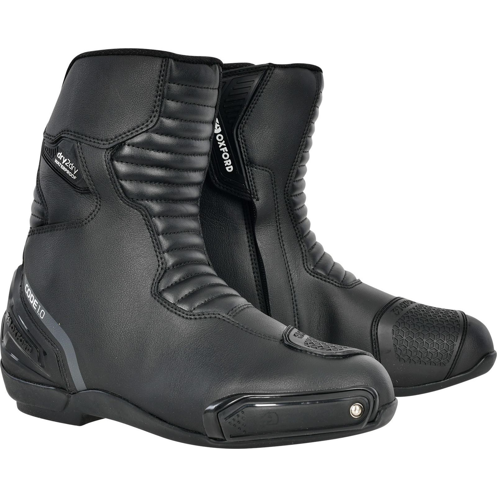 Oxford Black Code 1.0 Mid Dry2dry Motorcycle Boots 41 Stealth (Uk 7)