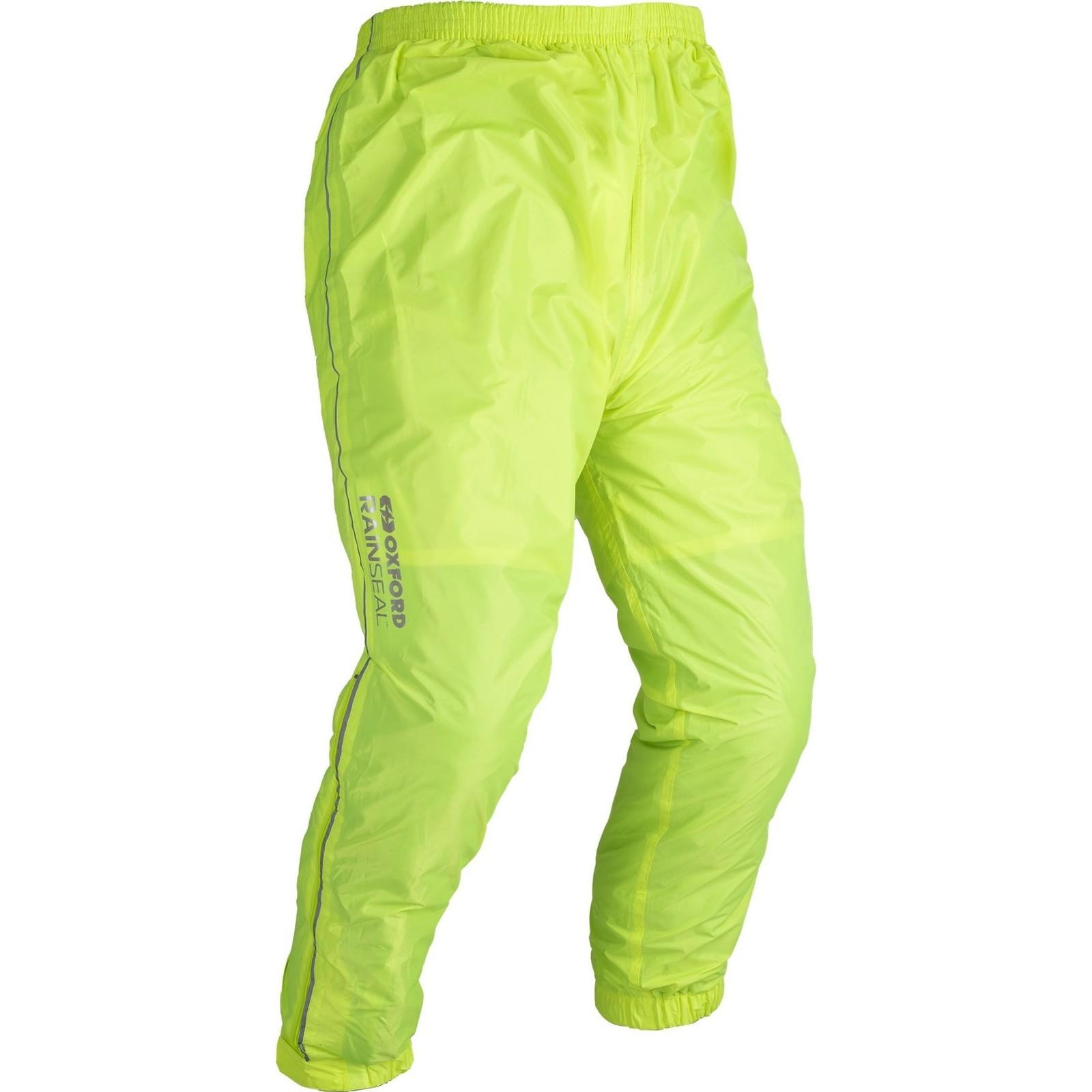 Oxford Black Fluo Rainseal Motorcycle Over Pants 4XL