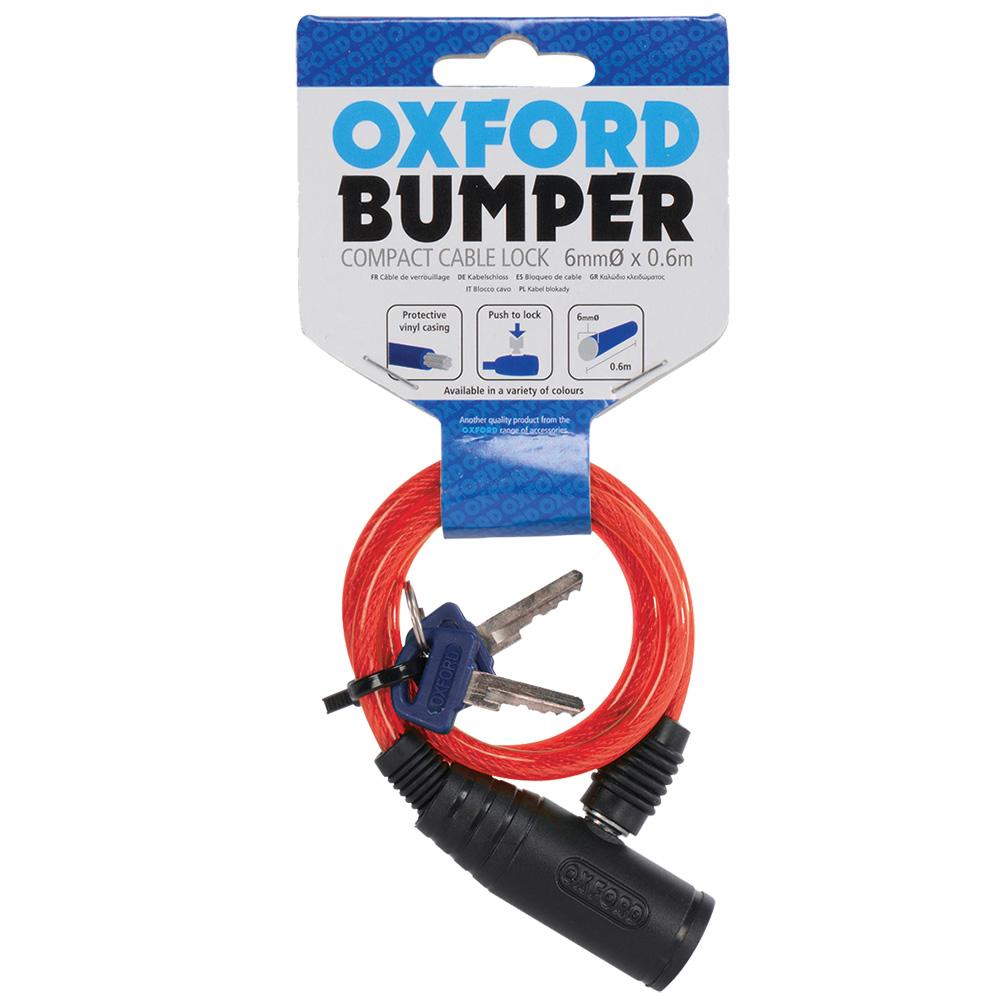 Oxford Red Bumper Compact Cable Lock 6Mm X 600Mm