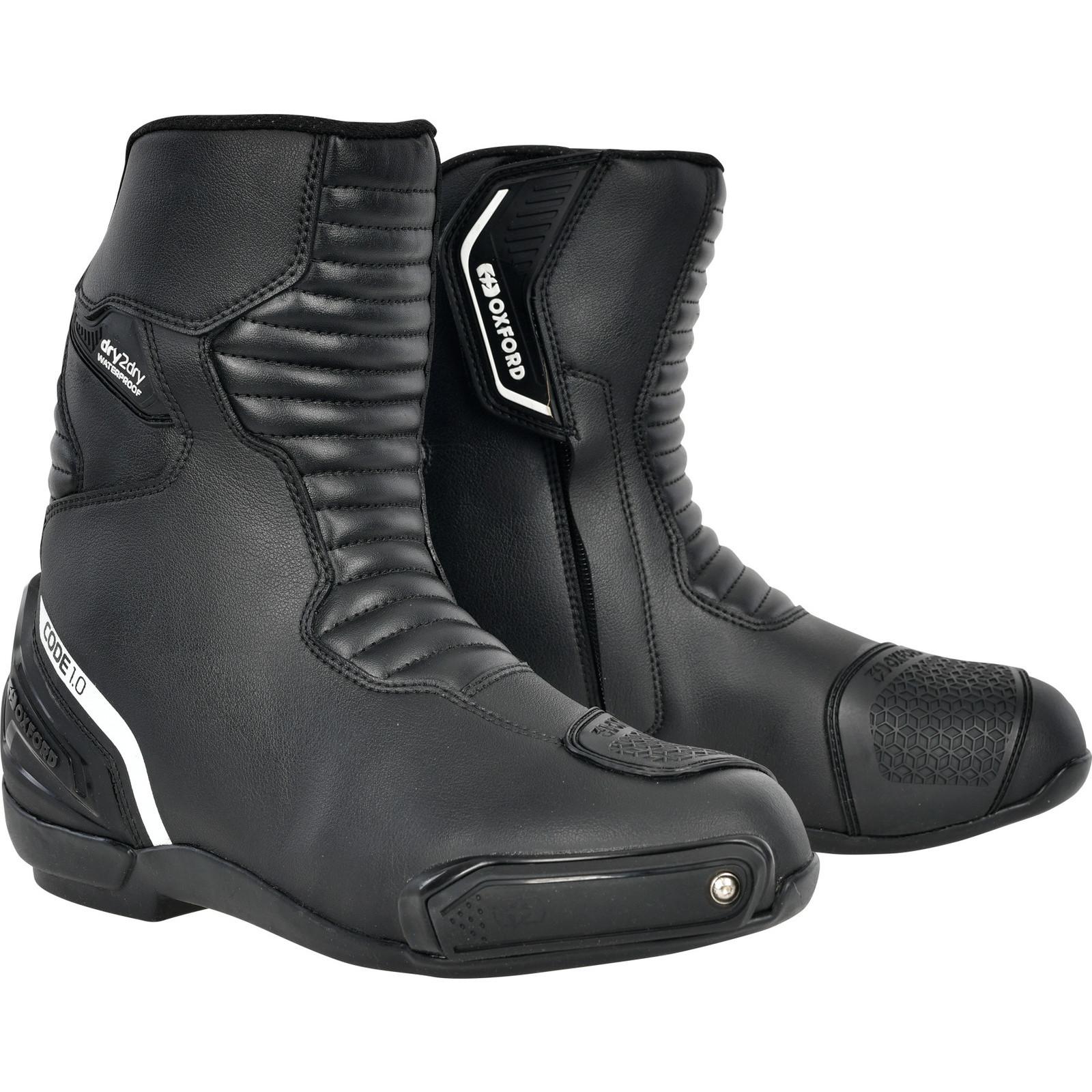 Oxford Black/White Code 1.0 Mid Dry2dry Motorcycle Boots 46 (Uk 12)