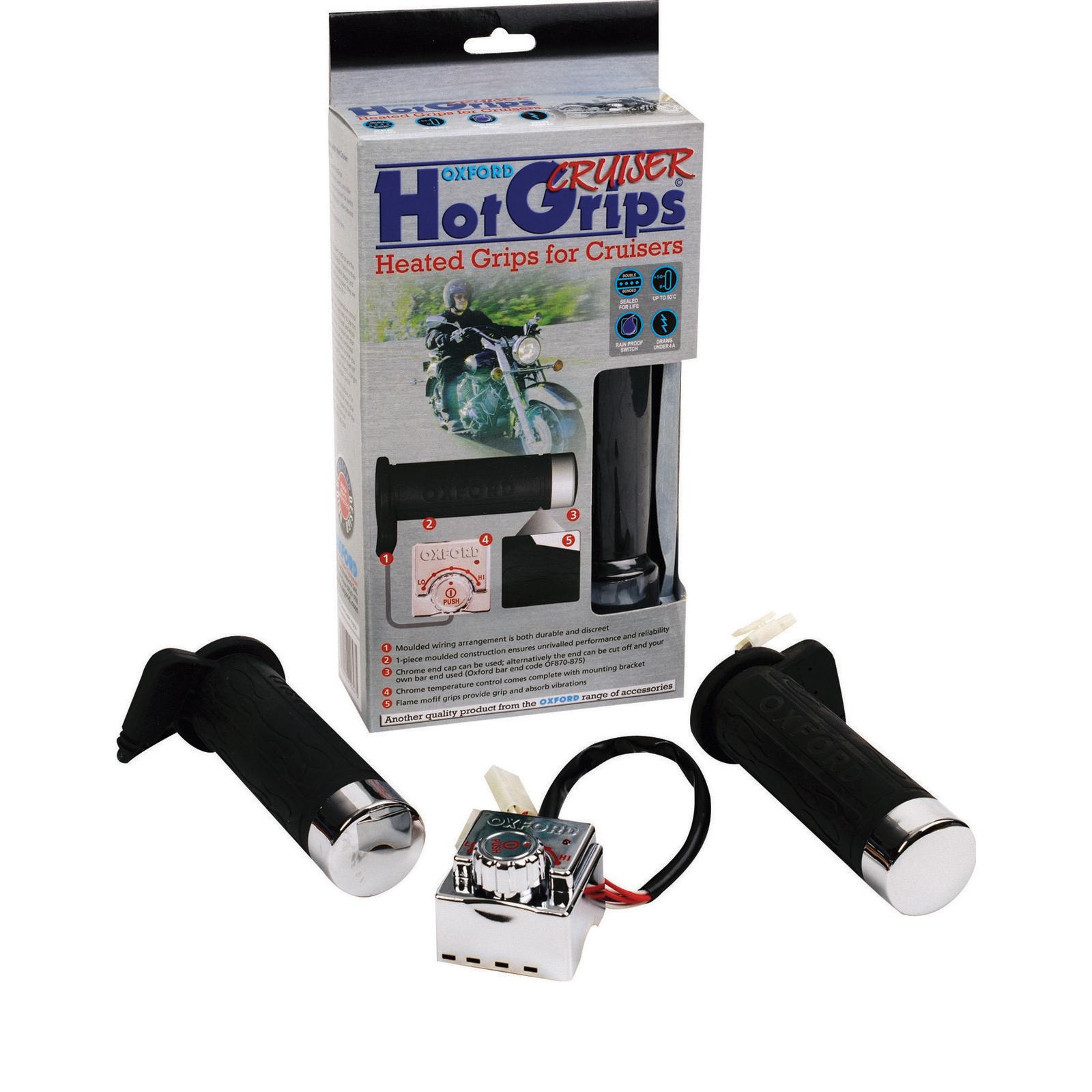Oxford Motorcycle Hotgrips Essential Cruiser With Chrome Switch
