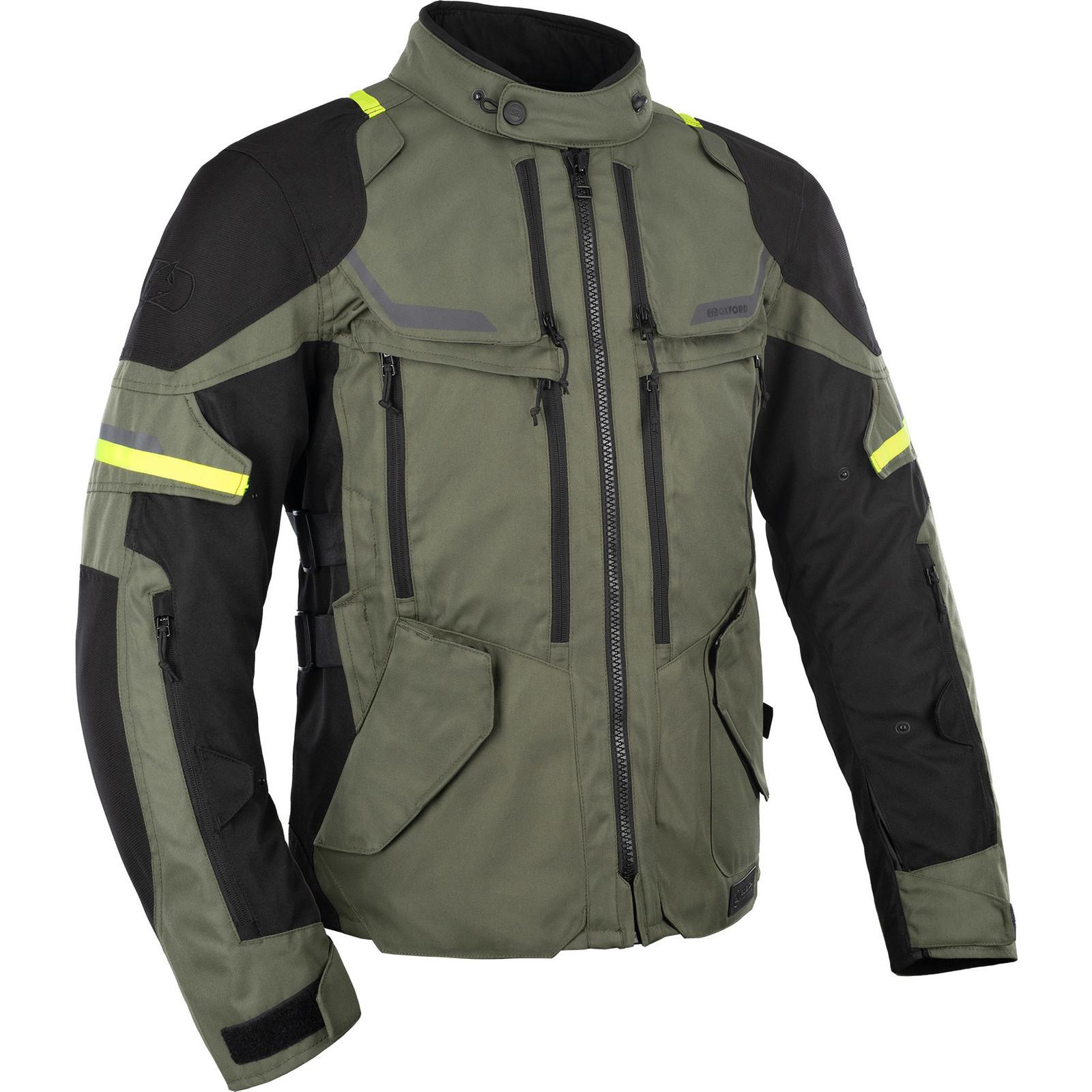 Oxford Khaki Black Fluo Rockland Motorcycle Jacket 3XL