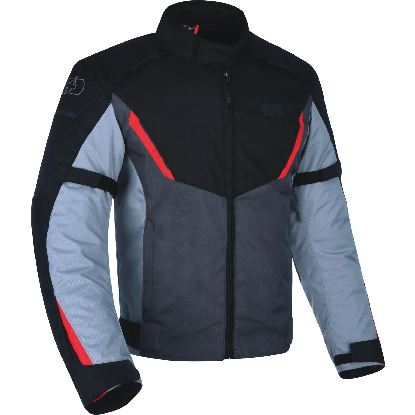 Oxford Black Grey Red Delta 1.0 Ms Motorcycle Jacket 4XL