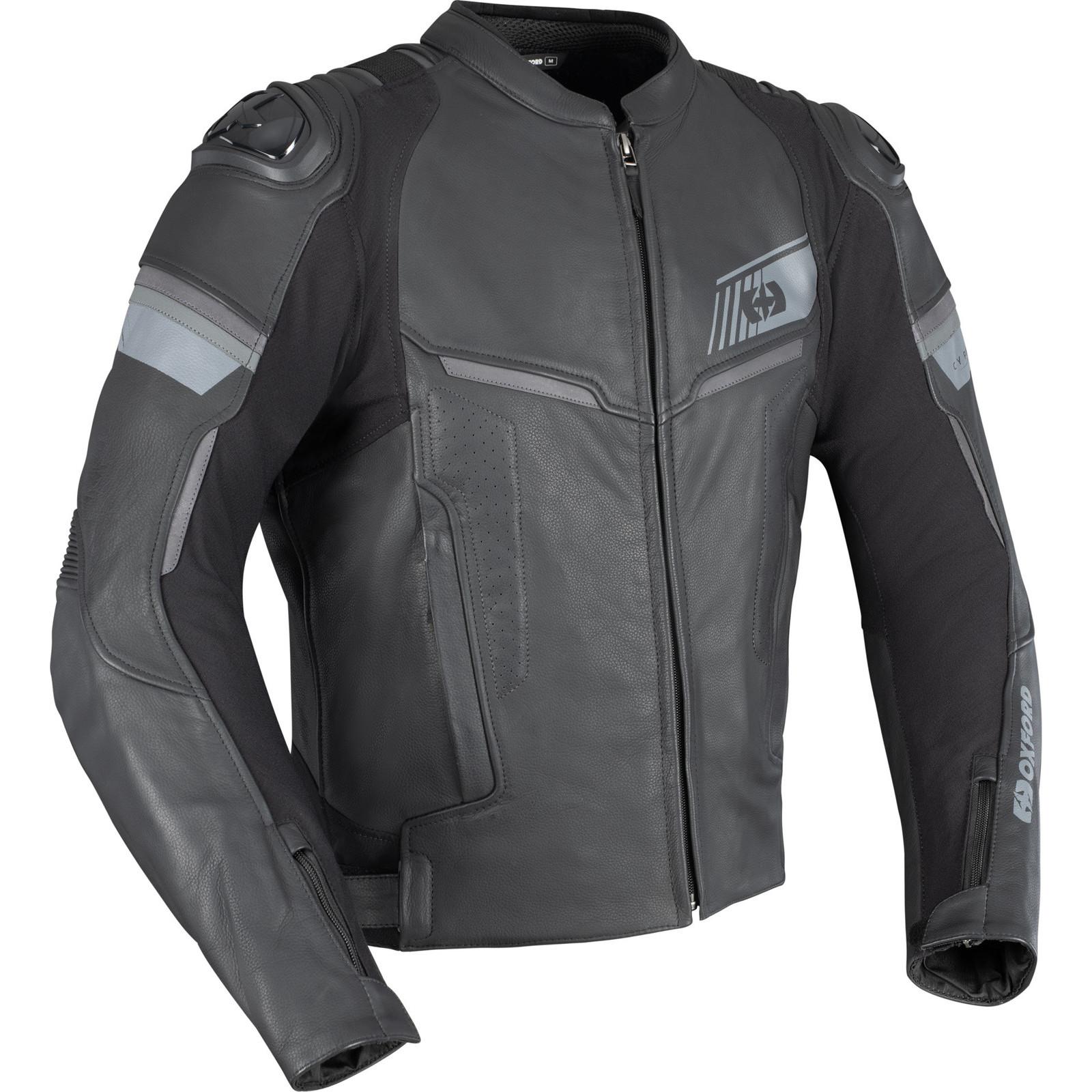 Oxford Black Cypher 1.0 Leather Motorcycle Jacket Xl Stealth