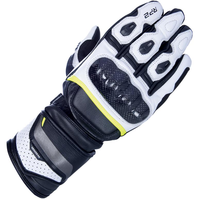 Oxford RP-2 2.0 Leather Sports Motorcycle Gloves L Black White Fluo