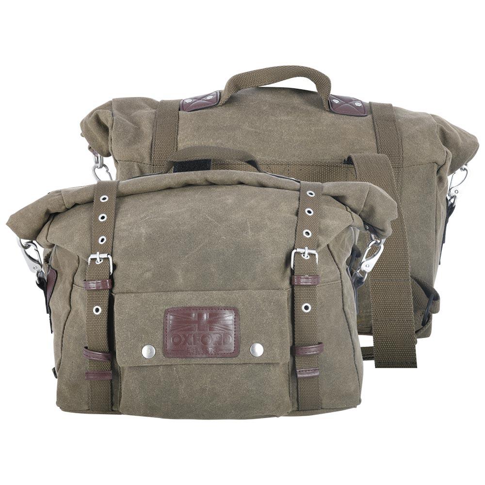 Oxford Khaki Heritage Motorcycle Panniers 40L