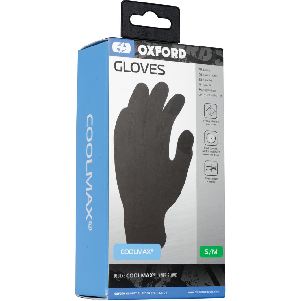 Oxford Black Coolmax Inner Gloves L/Xl