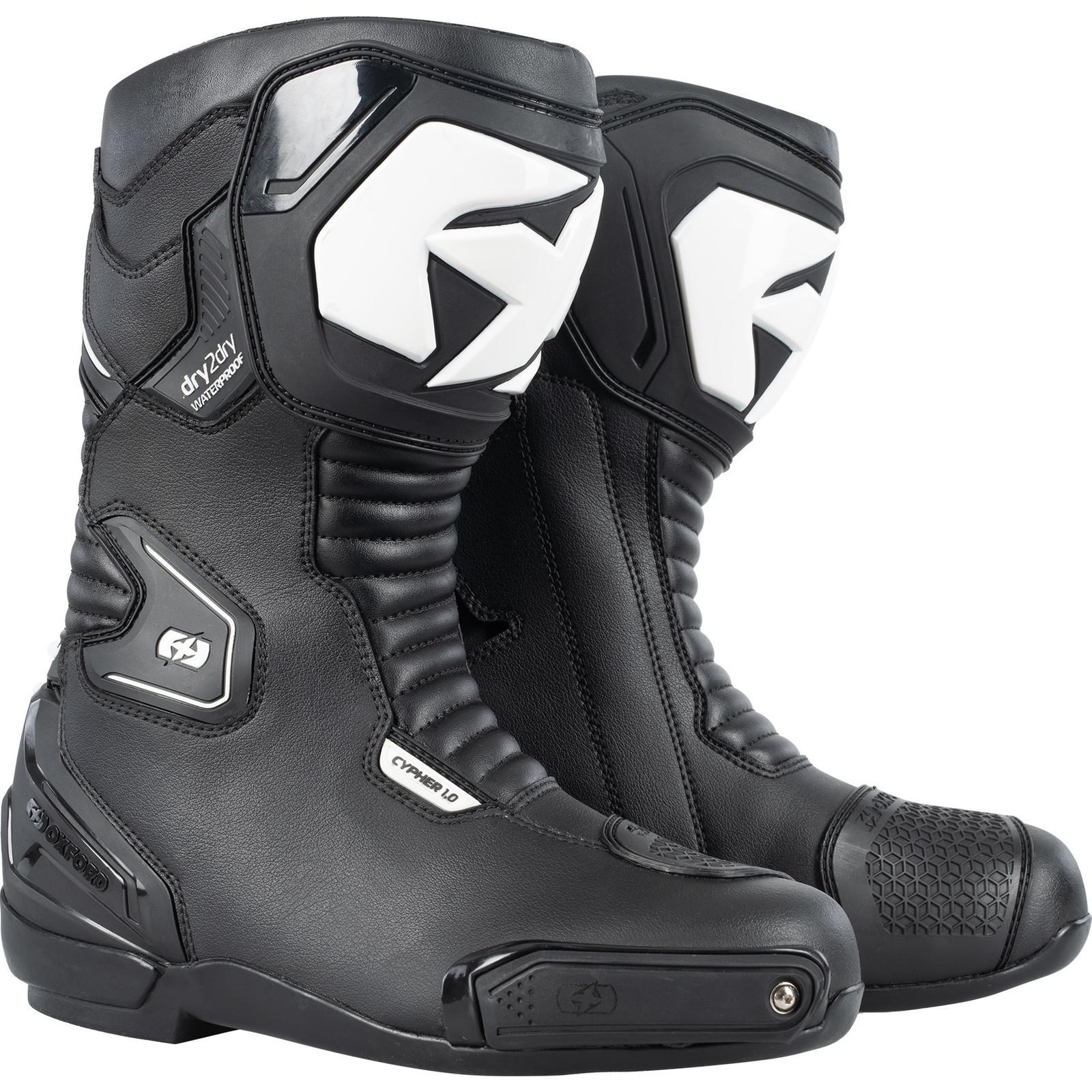 Oxford Black/White Cypher 1.0 Dry2dry Motorcycle Boots 44 (Uk 10)