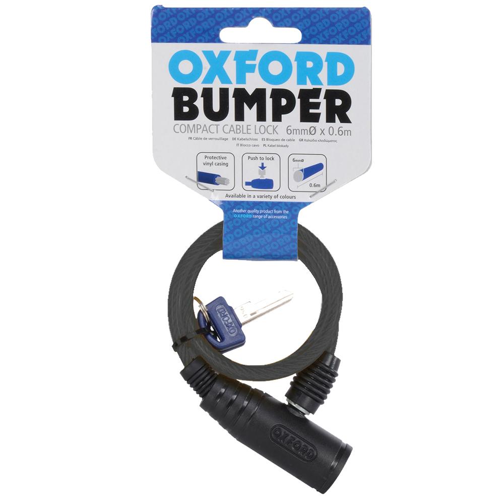 Oxford Grey Bumper Compact Cable Lock 6Mm X 600Mm Smoke