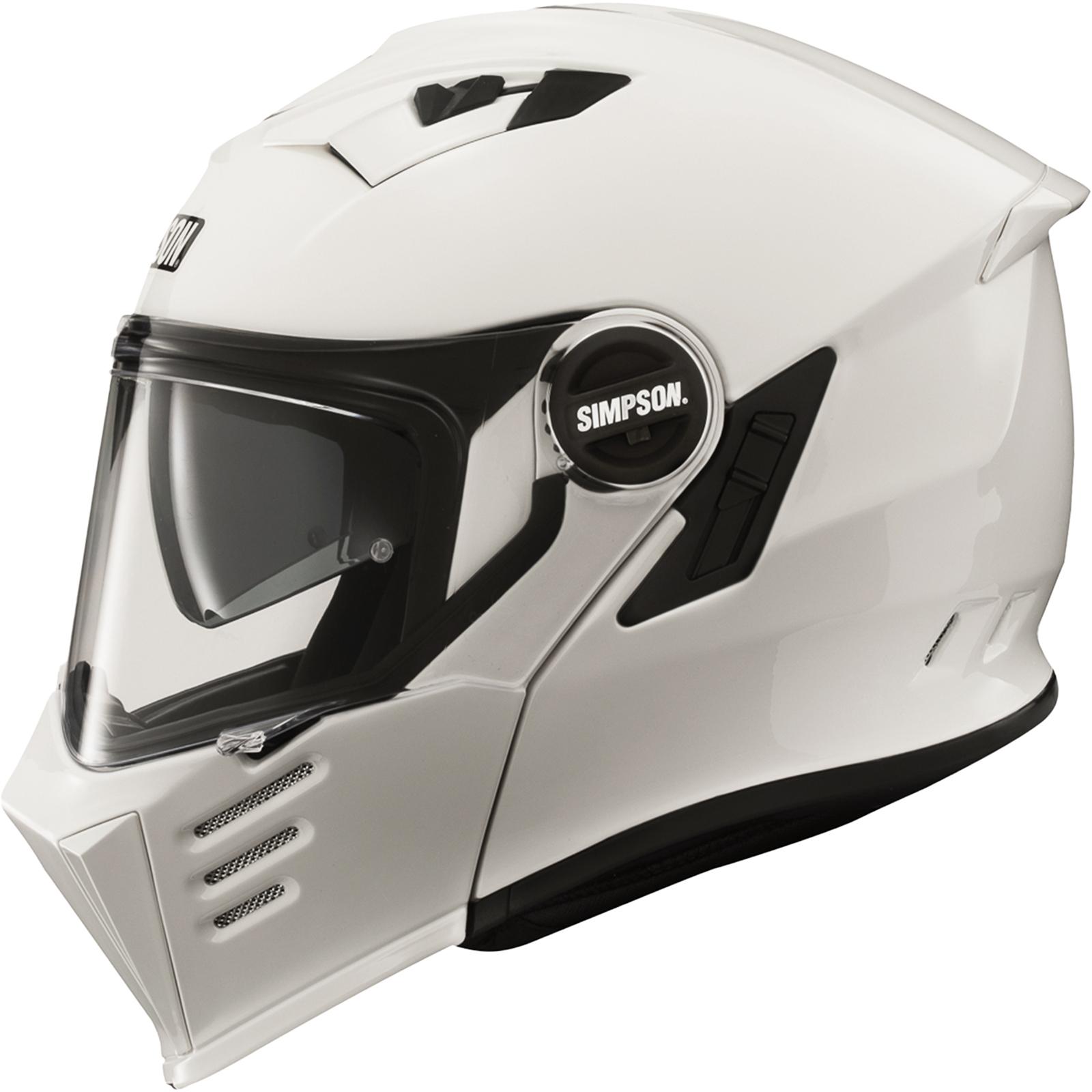 Simpson White Darksome Solid Flip Front Motorcycle Helmet L