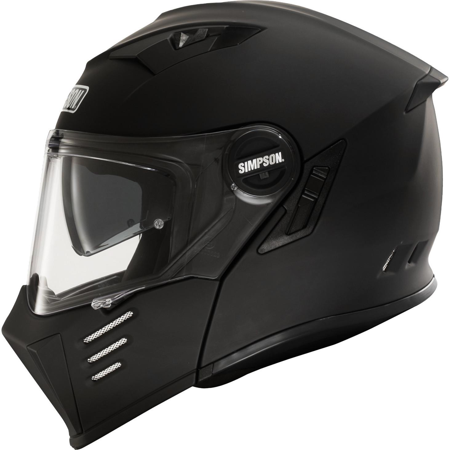 Simpson Matt Black Darksome Solid Flip Front Motorcycle Helmet Xl