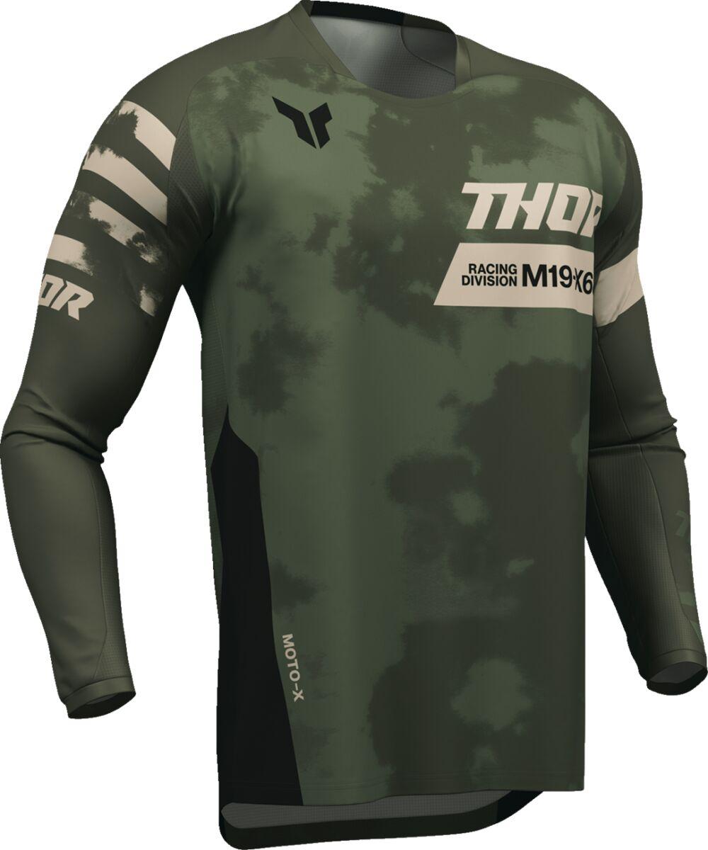 2910-8396 - Thor Launchmode Bleach Jersey Large - Black/Camo Green/Off-White