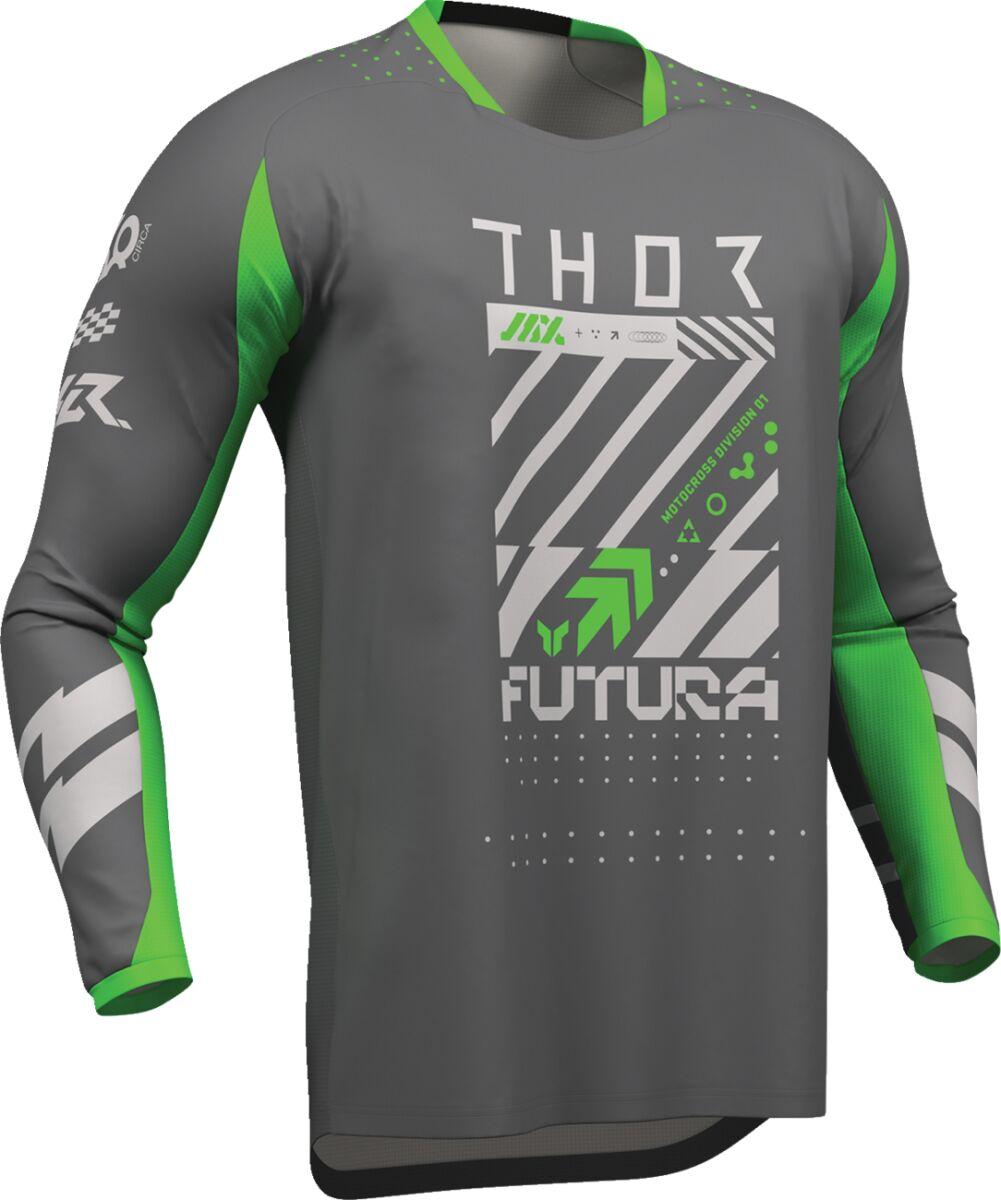 2910-8422 - Thor Launchmode Futura Jersey XX-Large - Charcoal Grey/Fluorescent Green/Light Grey