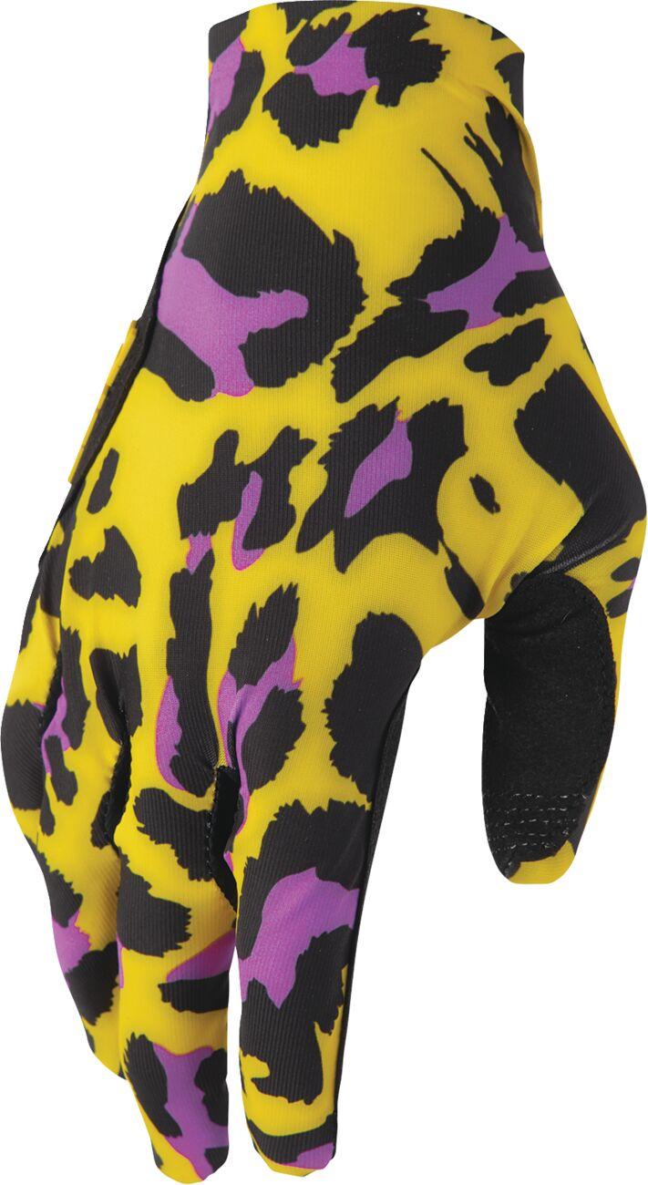 3330-8573 - Thor Sportmode Cheetah Gloves X-Small - Black/Purple/Yellow
