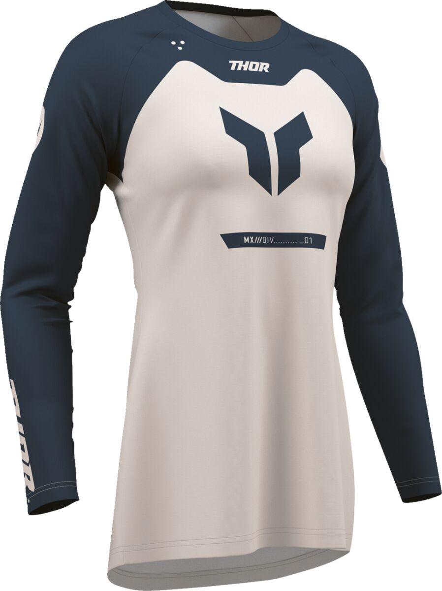 2911-0351 - Thor Womens Ridemode Menace Jersey Small - Light Grey/Midnight Blue