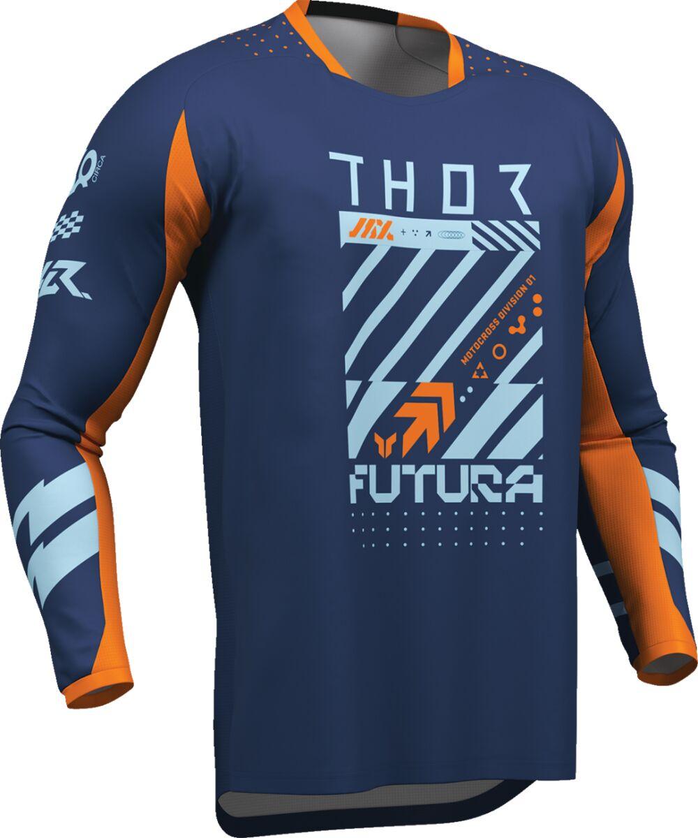 2910-8424 - Thor Launchmode Futura Jersey Small - Light Blue/Navy/Orange