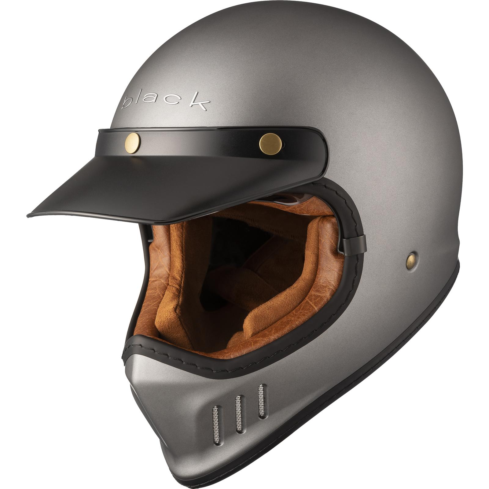 Black Royale Solid Retro Motorcycle Helmet XS Matt Titanium image 2