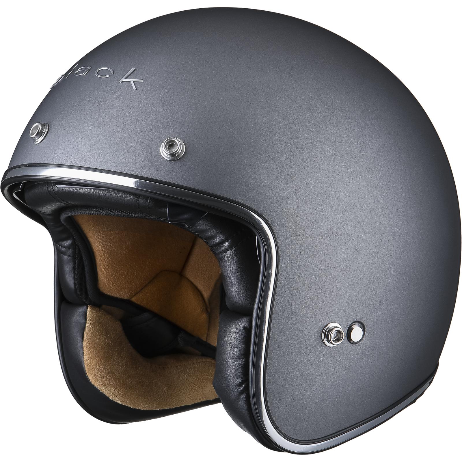 Black Classic Open Face Motorcycle Helmet S Matt Titanium image 2