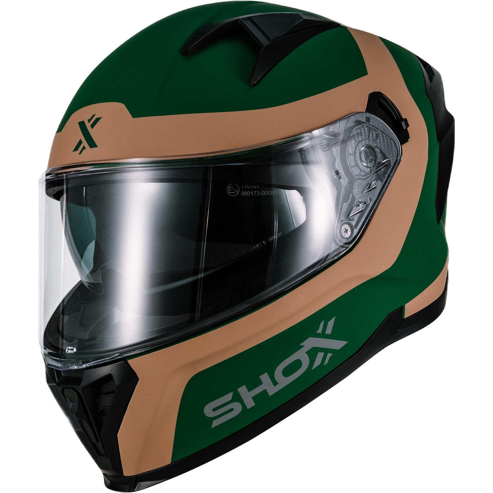 Shox Rapid Advance Motorcycle Helmet M Matt Green Sand