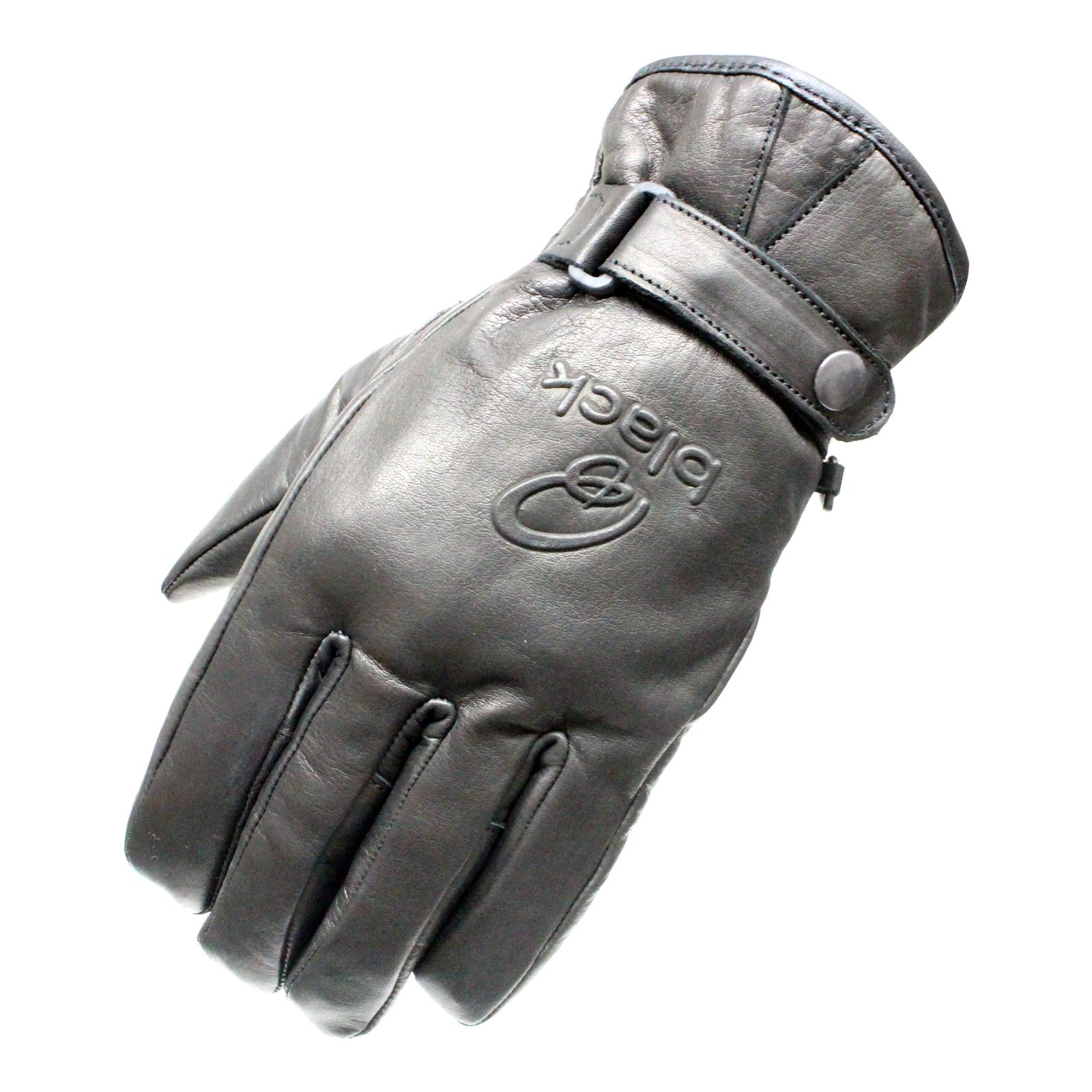 Black Echo Leather Motorcycle Gloves M