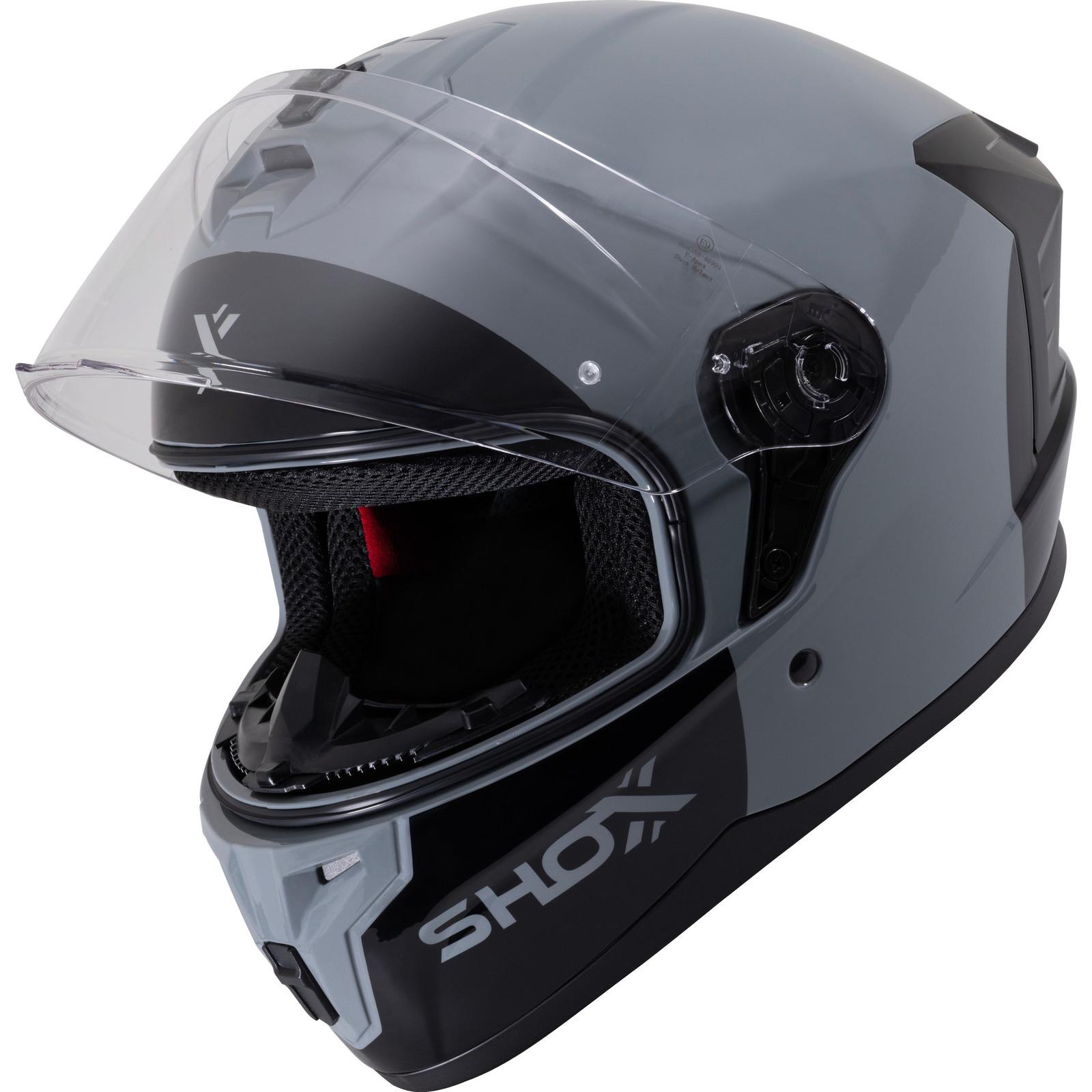 Shox Apex Base Motorcycle Helmet XL Gloss Grey Black image 2
