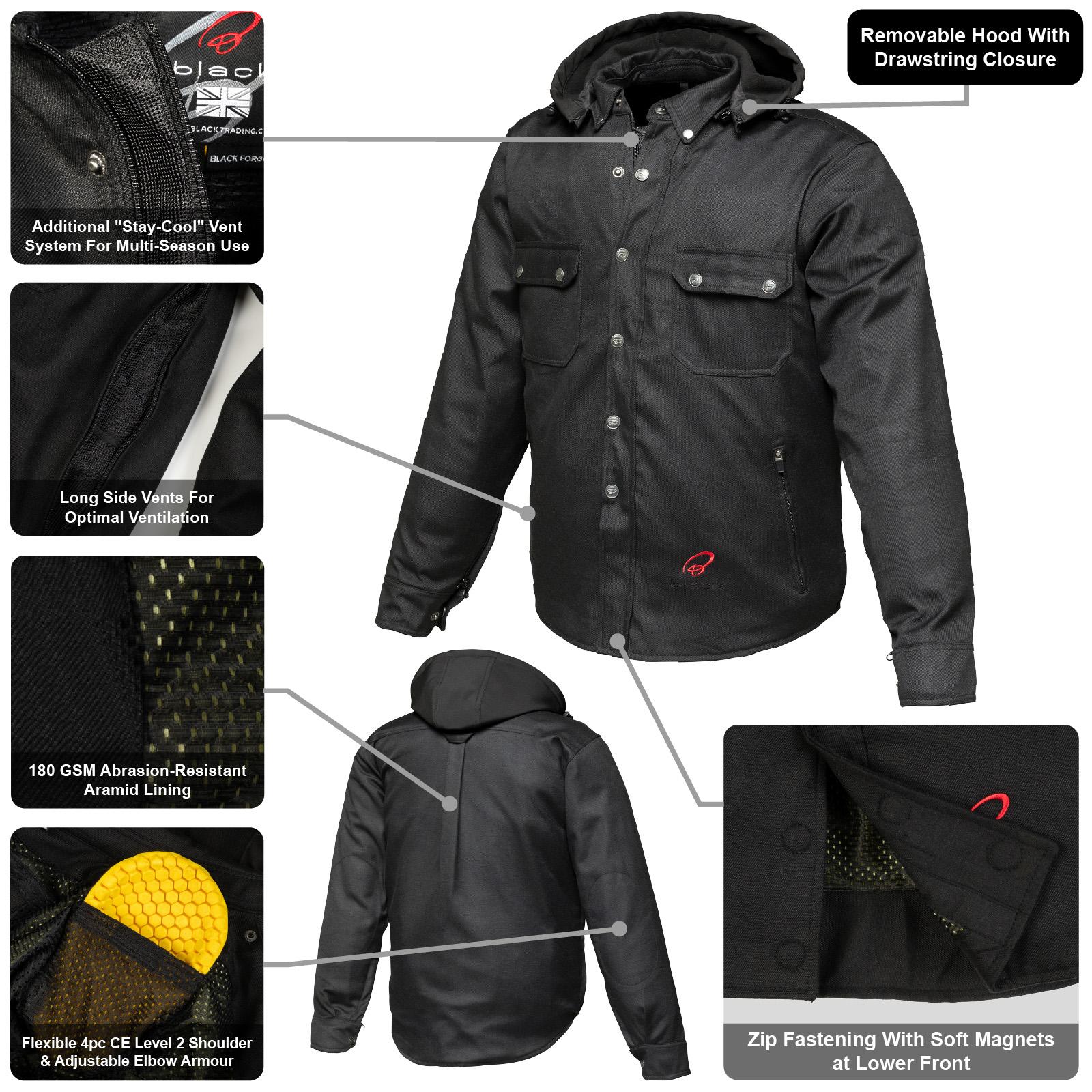 Black Forge Armoured Motorcycle Shirt S Black image 2