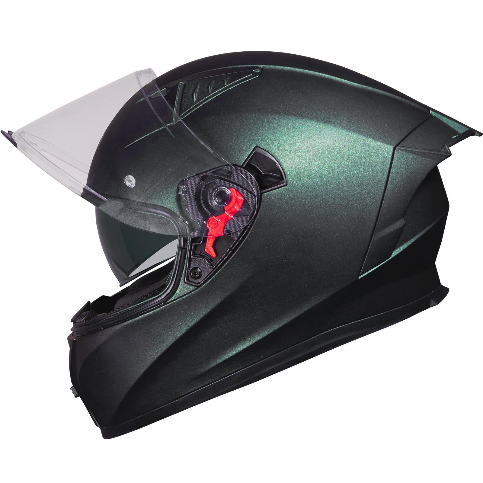 Black Atom Motorcycle Helmet XL Matt Chameleon Green image 2