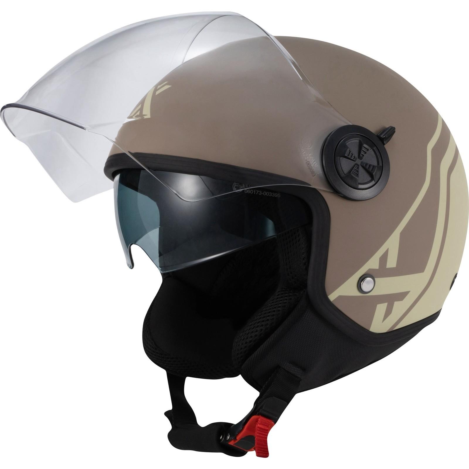 Shox Interceptor SV Delta Open Face Motorcycle Helmet XL Matt Caramel Mocha image 2