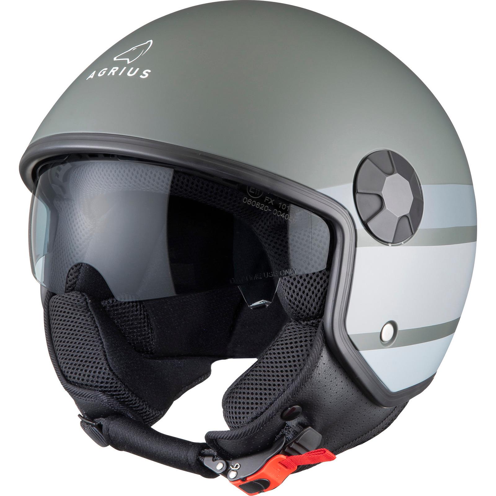 Agrius Matt Grey Score Stria Open Face Motorcycle Helmet L