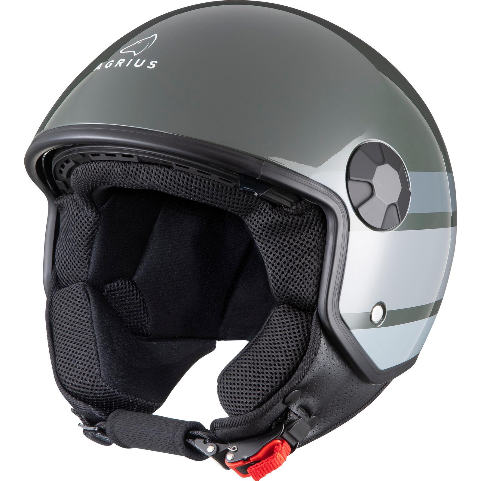 Agrius Score Stria Open Face Motorcycle Helmet XL Gloss Grey image 2