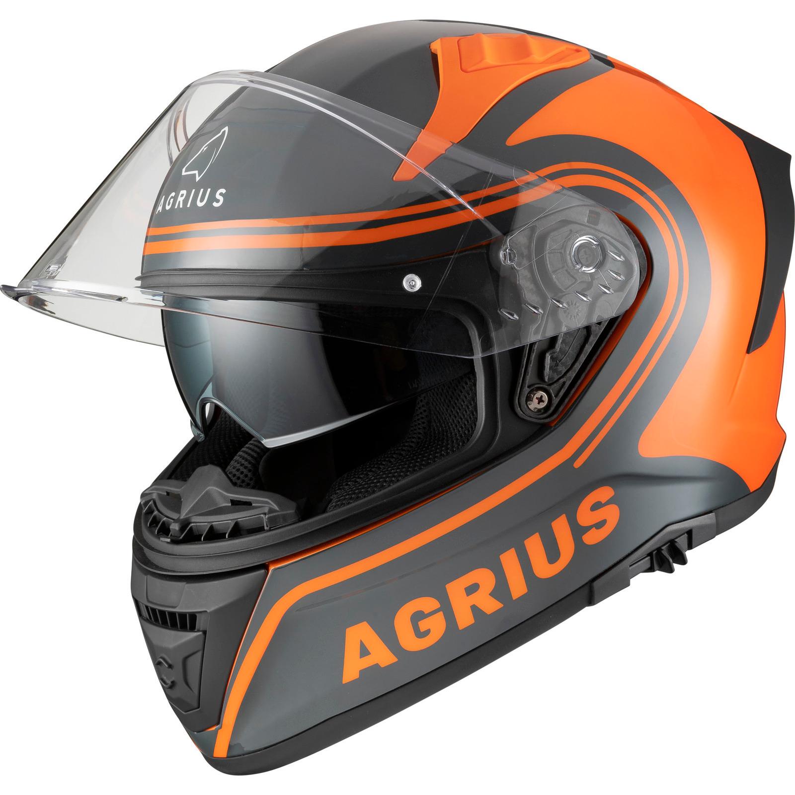 Agrius Storm Discharge Motorcycle Helmet L Gloss Grey Orange image 2