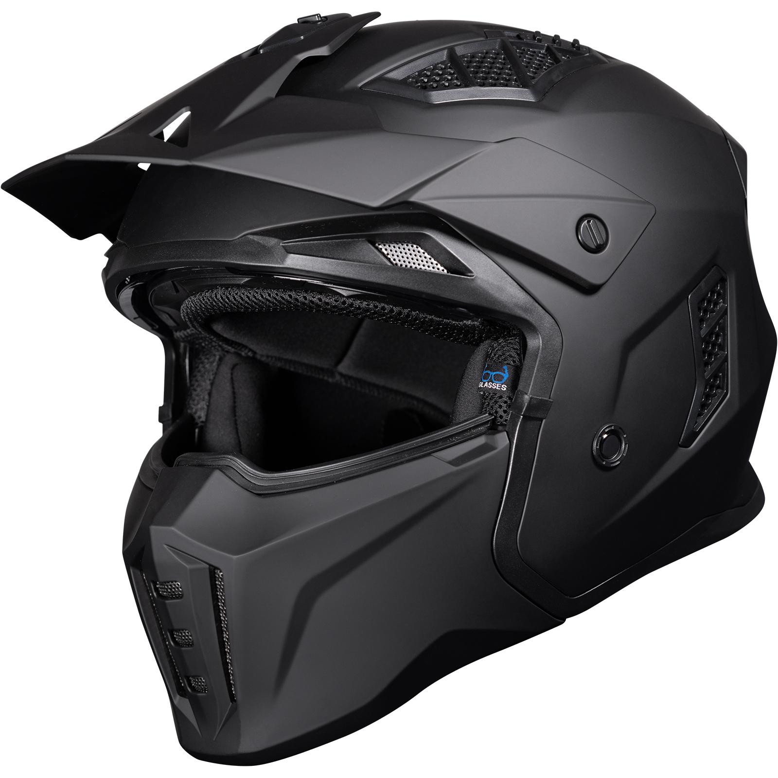 Black Street Fighter Open Face Motorcycle Helmet L Matt Black image 2