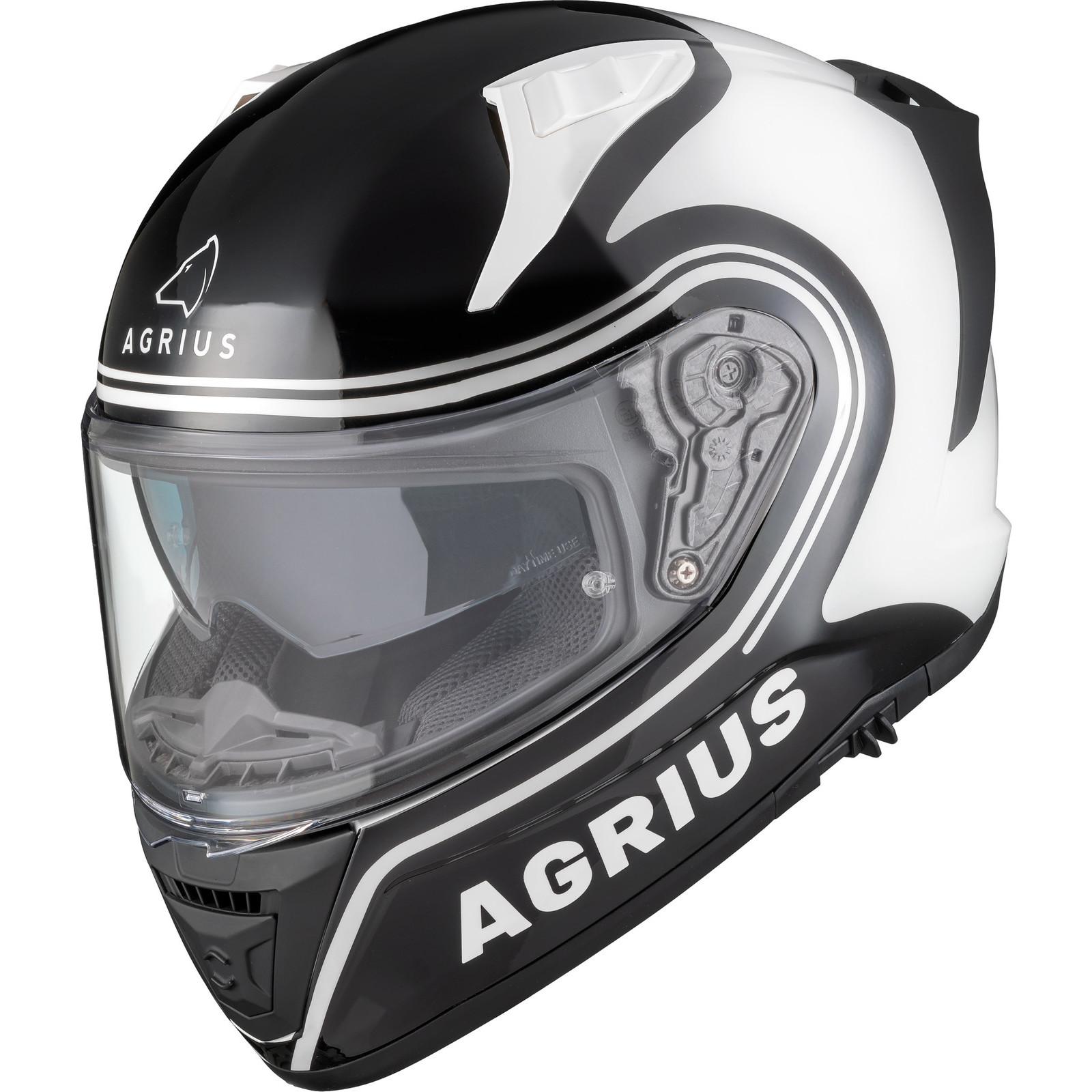 Agrius Storm Discharge Motorcycle Helmet L Gloss Black White