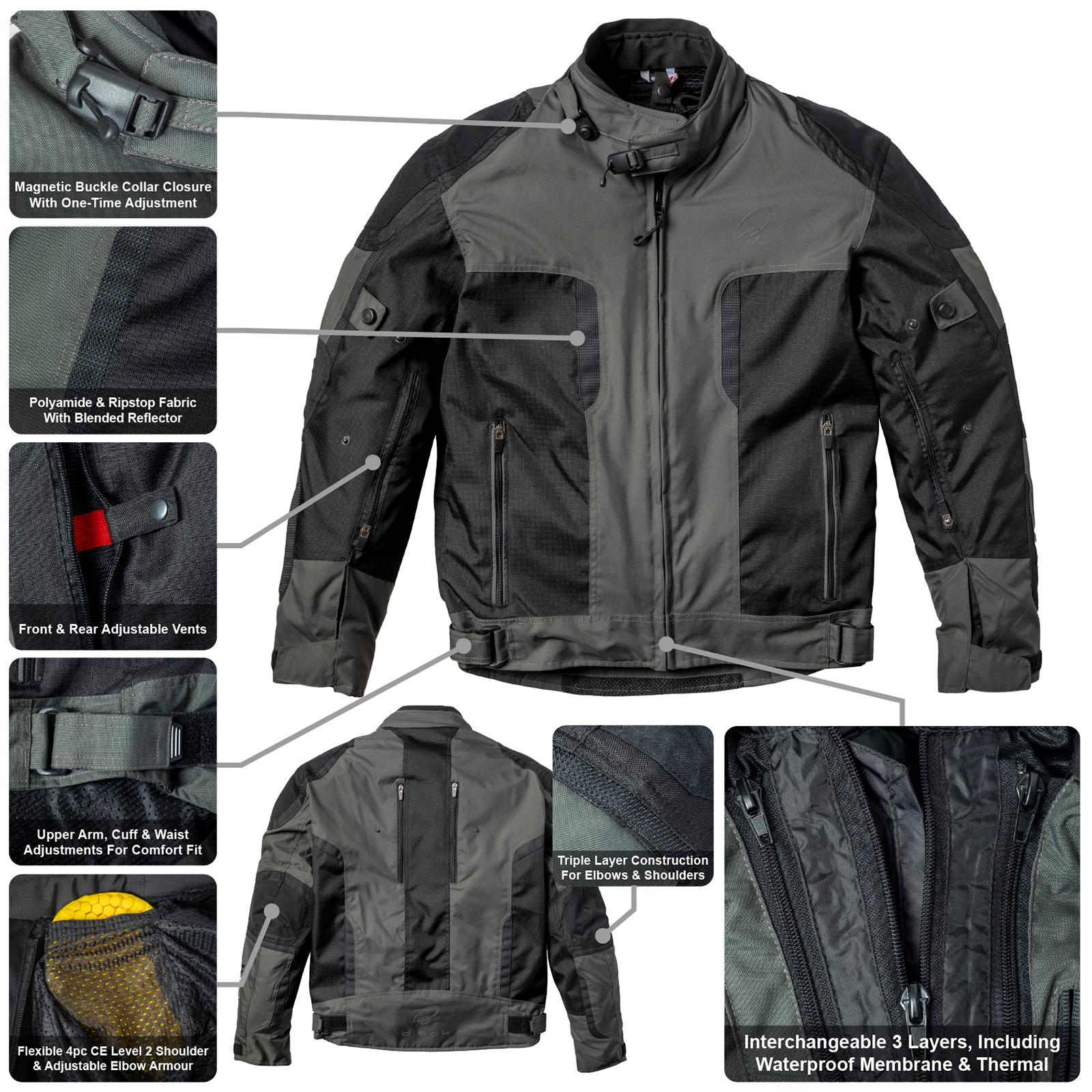 Black Zeal Motorcycle Jacket 3XL Black Dark Grey image 2