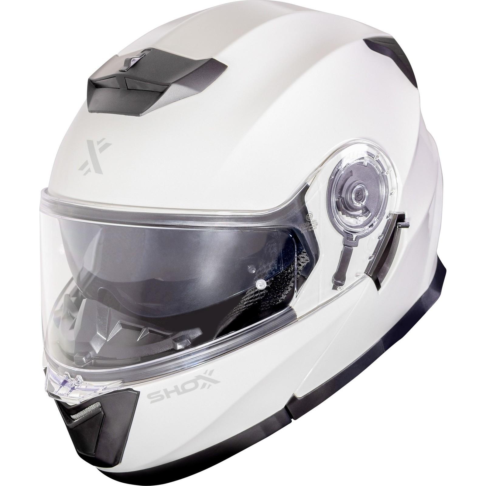 Shox Destination Solid Flip Front Motorcycle Helmet XS Gloss White