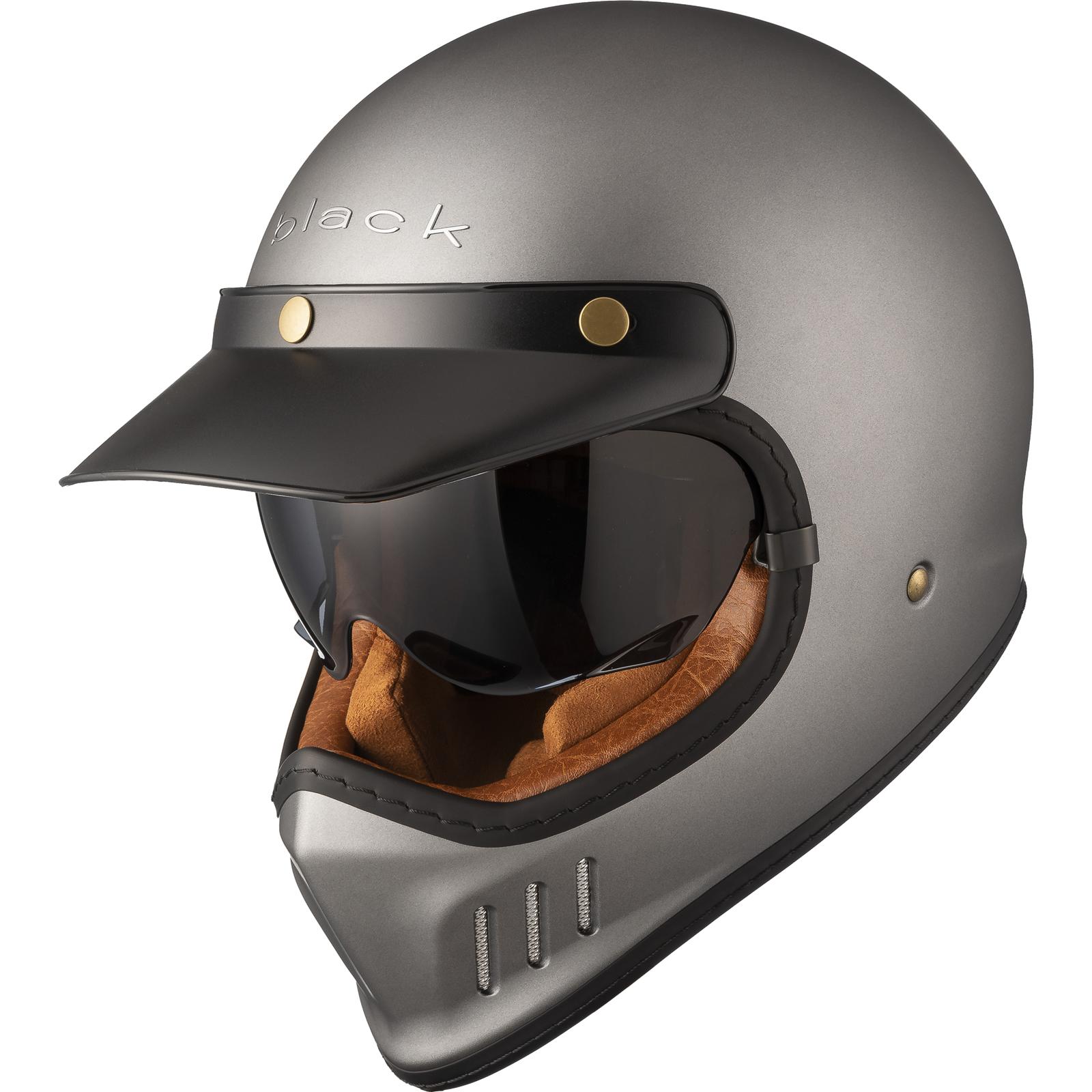 Black Royale Solid Retro Motorcycle Helmet S Matt Titanium