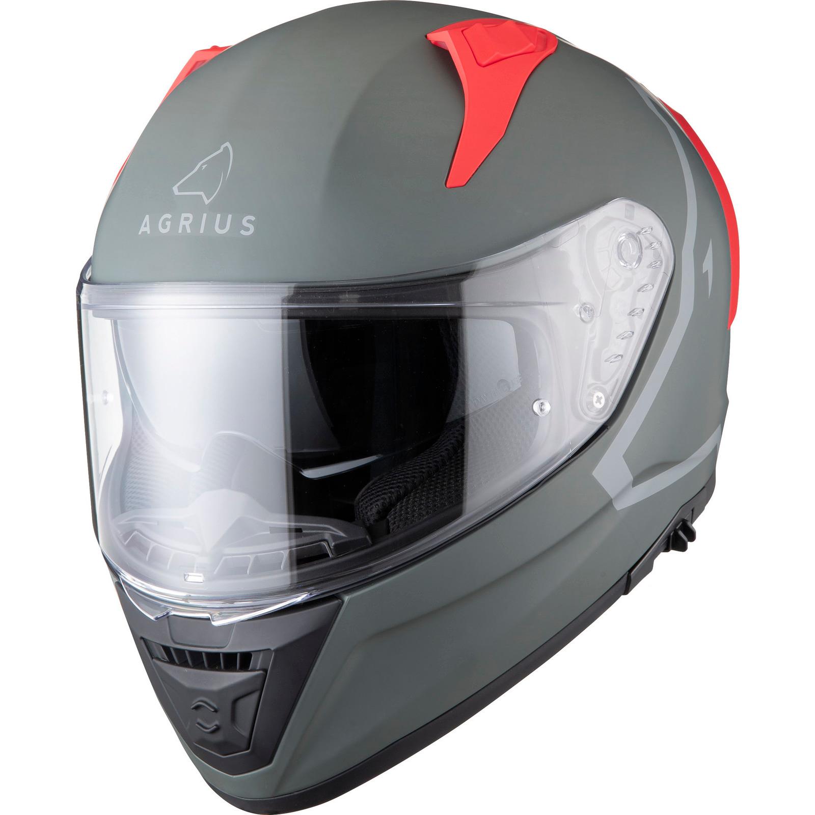 Agrius Storm Shield Motorcycle Helmet S Matt Dark Grey Red
