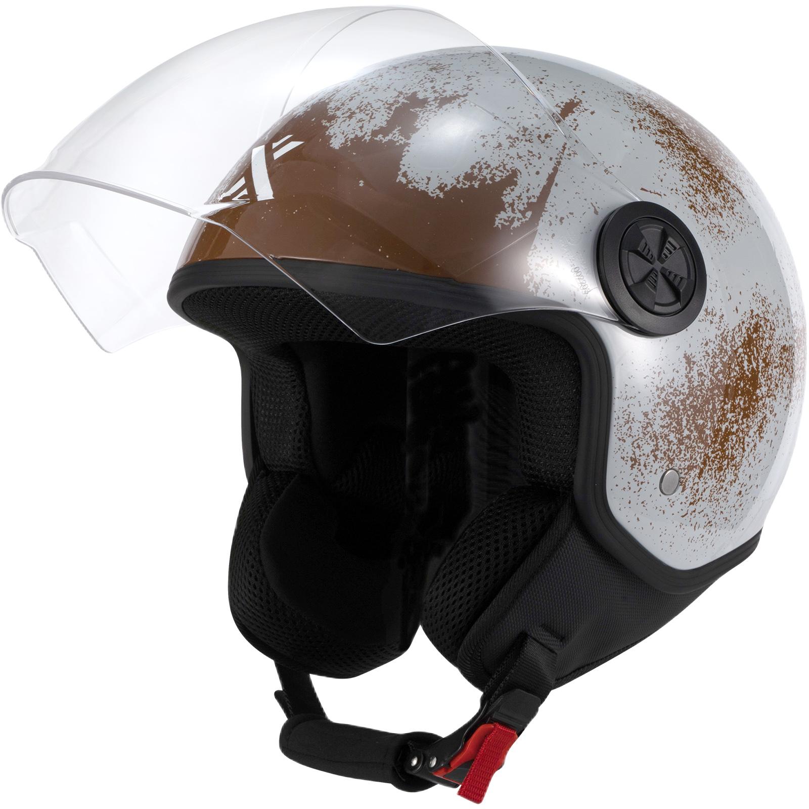 Shox Interceptor Rust Open Face Motorcycle Helmet XL Gloss Grey image 2