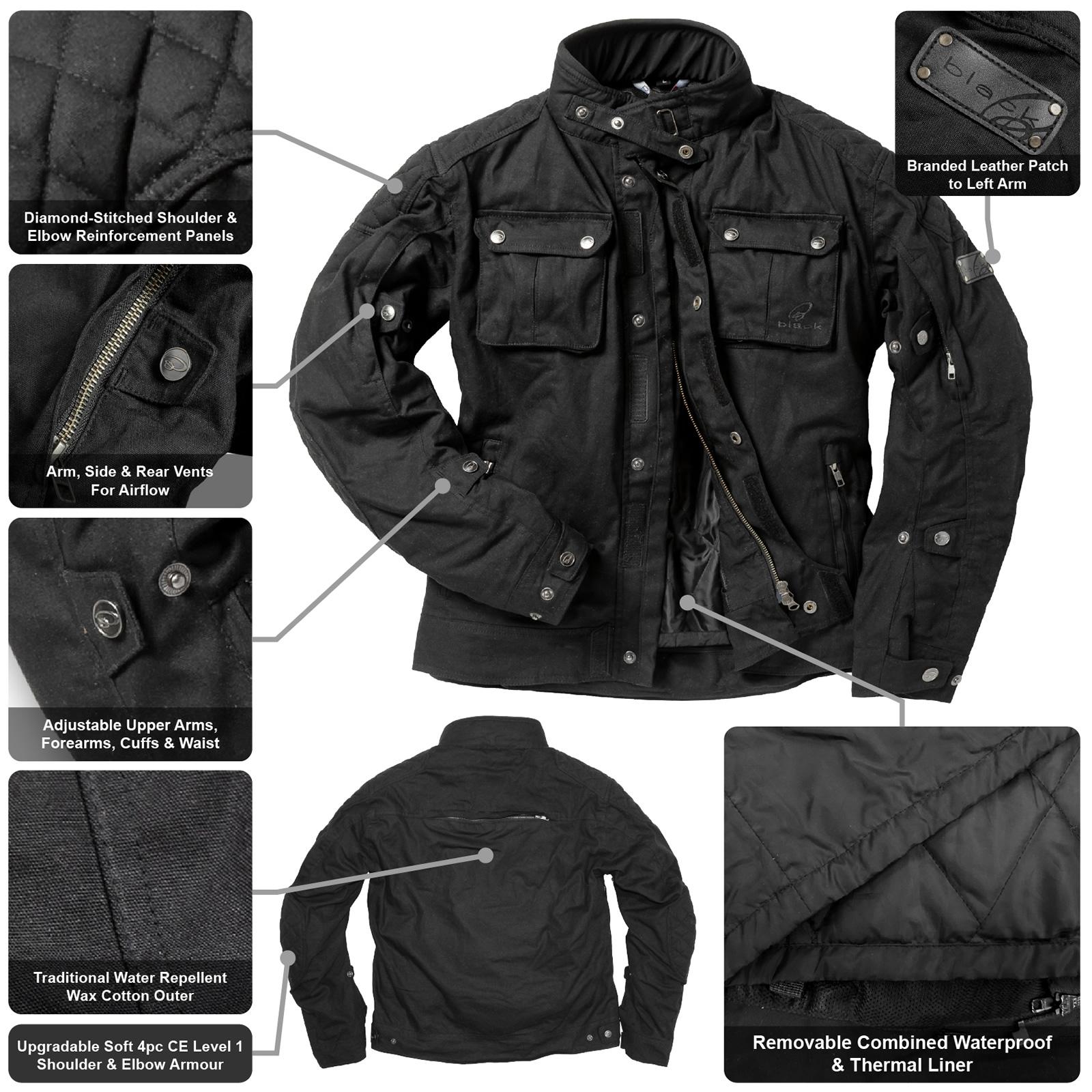 Black Pendle Wax Motorcycle Jacket 5XL Black image 2