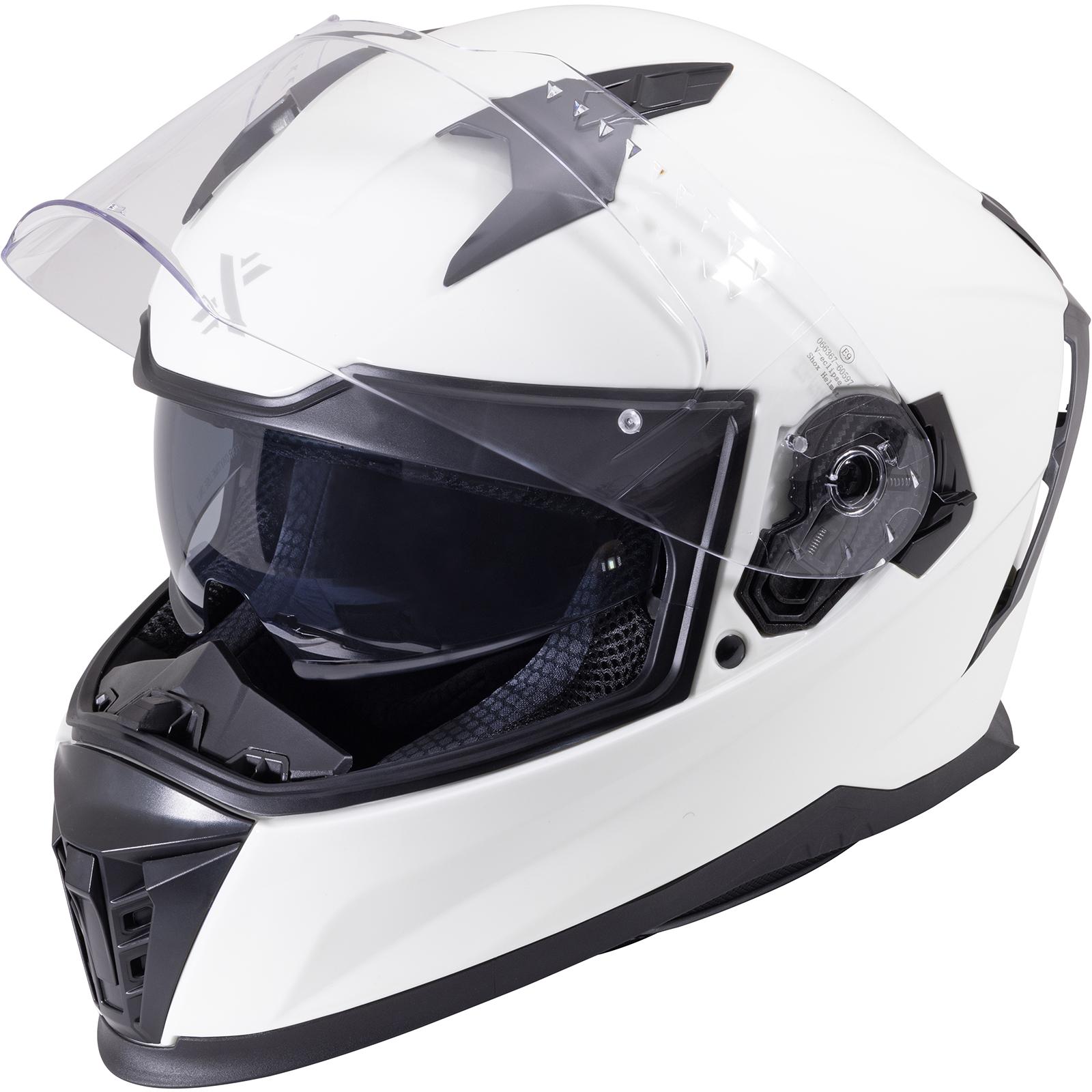 Shox Eclipse Solid Motorcycle Helmet XL Gloss White